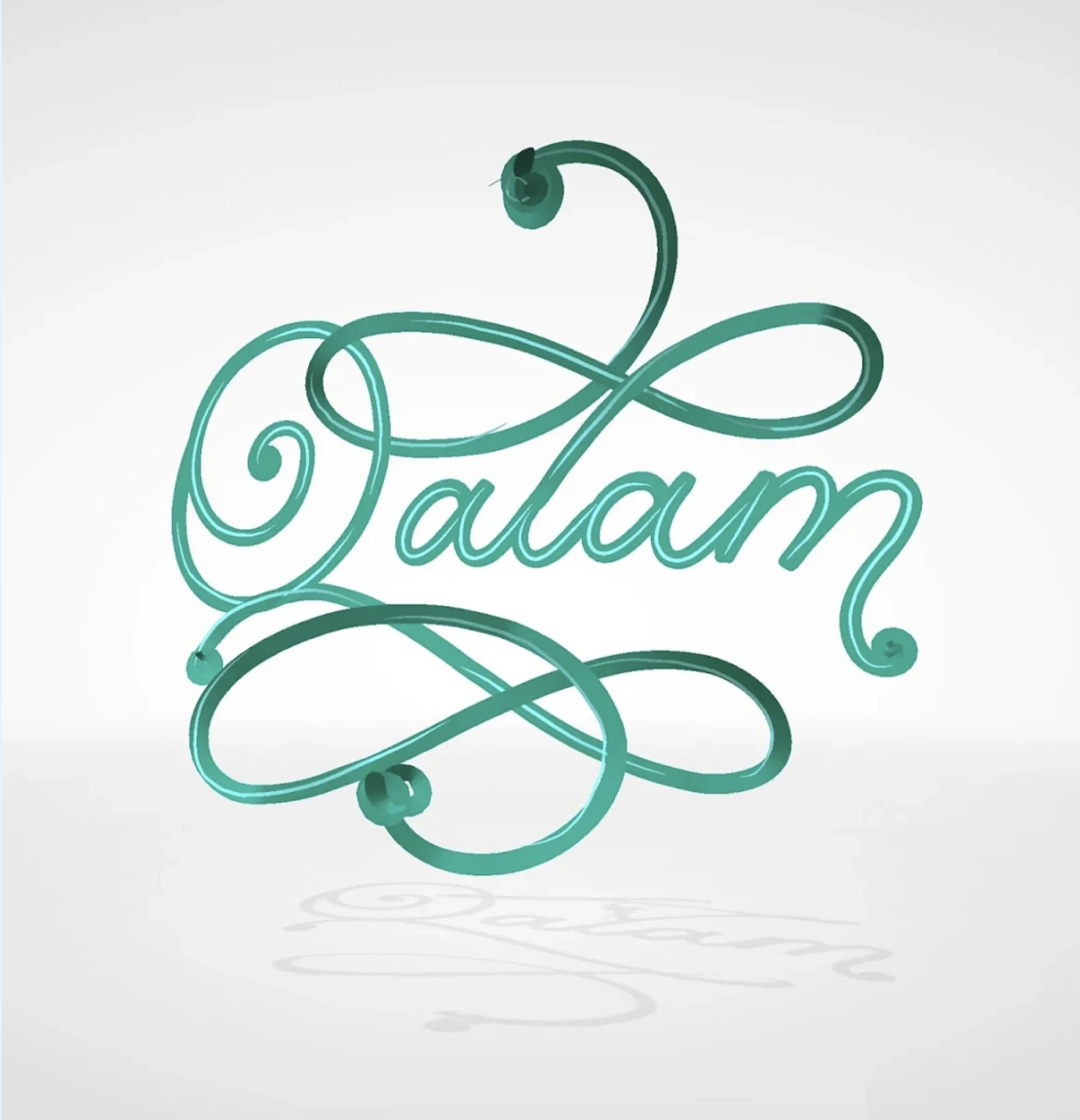 Calligraphy style green Qalam logo created using a Google Tilt Brush