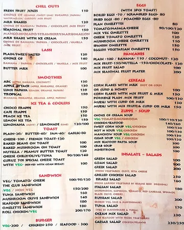 Guru Bar menu 