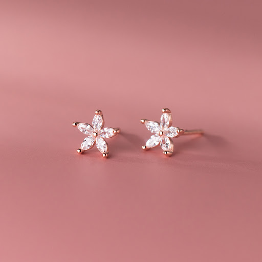 Title 4, Womens S925 Sterling Silver Diamond Five Petal...