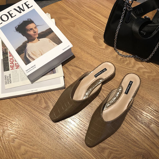 Title 5, Womens Stone Pattern Baotou Half Slippers, com...