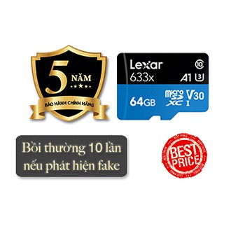 Thẻ Nhớ Microsd Lexar U3/V30 32/64/128Gb, Cam Kết Chính Hãng, Bh 5 Năm, Bồi Thường Gấp 10 Lần Nếu Phát Hiện Hàng Fake