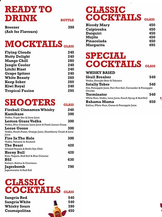 Gilly's Restobar menu 