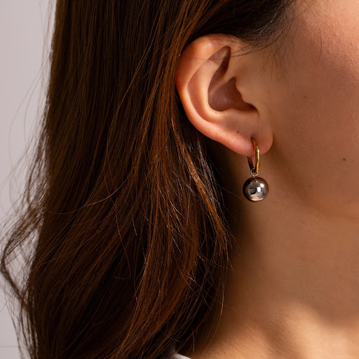 Title 4, Stainless Steel Earrings with Contrast Color an...