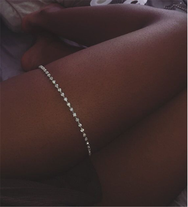 Cadena de pierna con brillantes Fashion Beach Flash para mujer, ideal para fiestas y realzar tu temperamento con estilo y elegancia.
