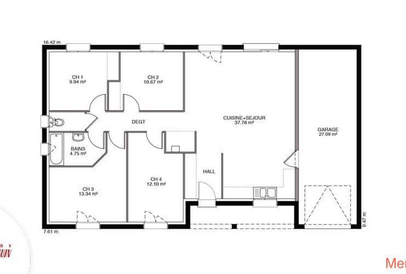  Vente Terrain + Maison - Terrain : 821m² - Maison : 100m² à Saint-Germain-la-Ville (51240) 