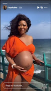 Actress Fezokuhle Zulu show off her baby bump.
