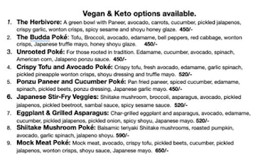 The Poke Co. menu 