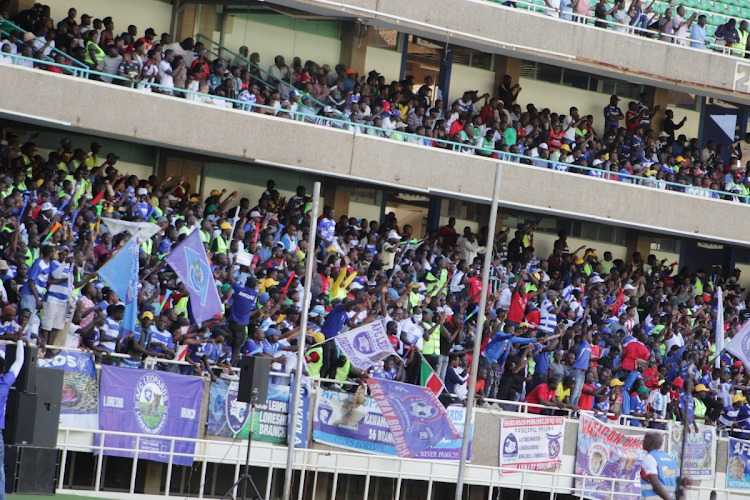 AFC Leopards fans in attendance during their match against Gor Mahia at the Moi International Sports Centre (MISC), Kasarani on October 7,2023.