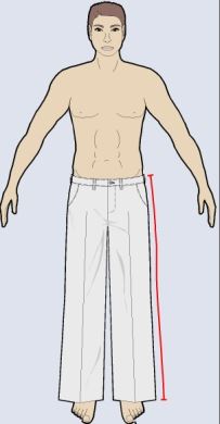 From bottom edge of waist elastic to desired cuff length. 
Measure over the outside curvature of the hip.
