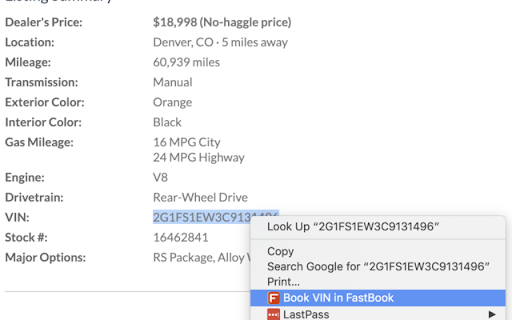 FastBook VIN Finder