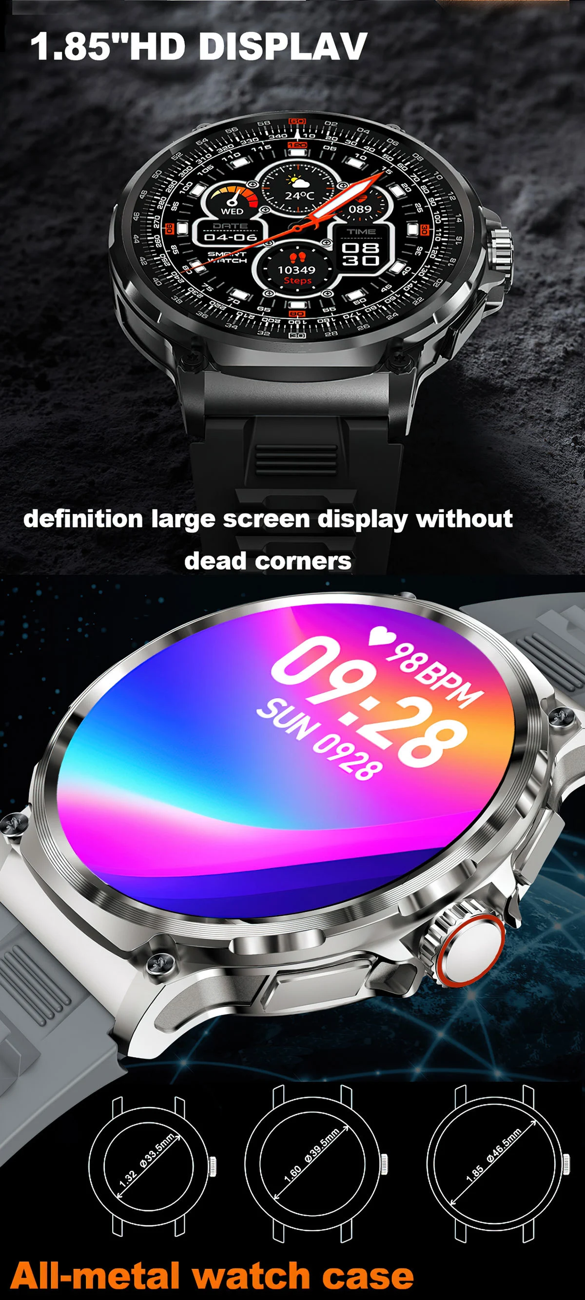 Title 7, Smartwatch z dużym ekranem HD, połączeniami Blu...