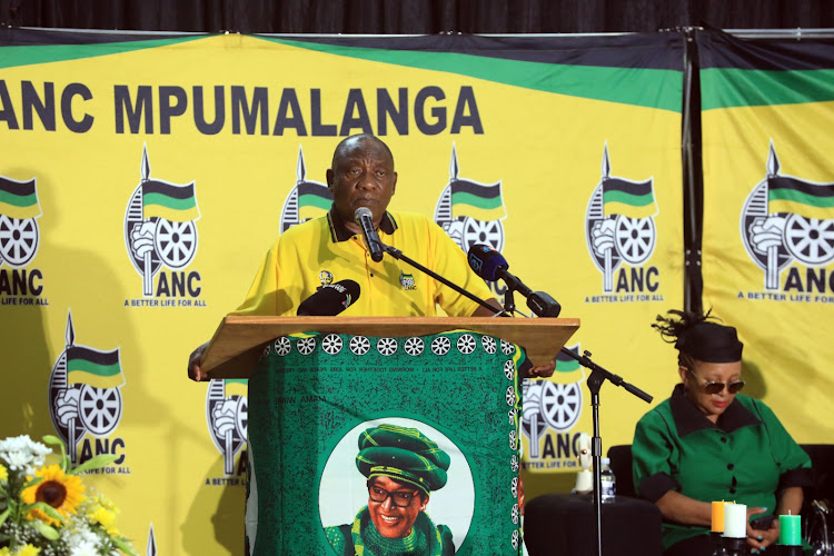 President Cyril Ramaphosa delivers his address to the crowd at Women’s Umanyano, a significant event for ANCWL members.