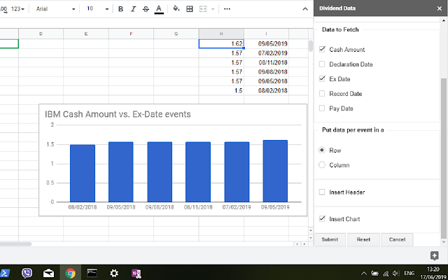 Screenshot of Dividend Data