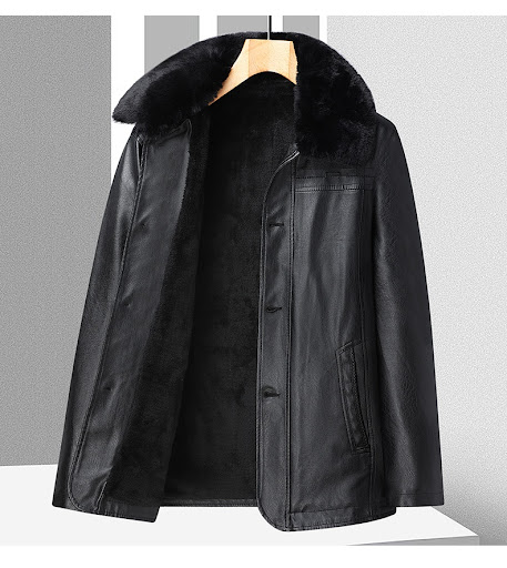 Title 8, Middle-aged and Elderly Mens Leather Jacket, V...