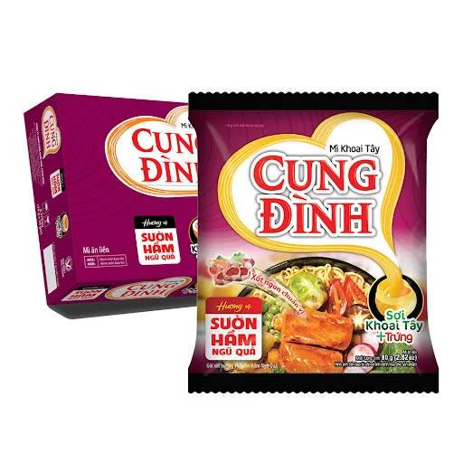 Thùng 30 gói Mì khoai tây Cung Đình sườn hầm ngũ quả 80g