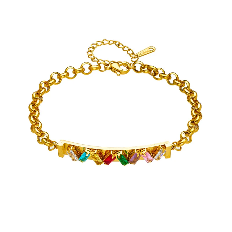 Title 3, Pulseira de diamante transparente com listras c...