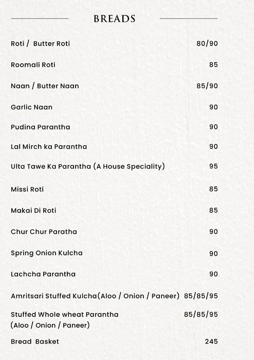 Punjab Bistro menu 