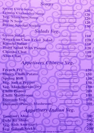 Divine Lounge & Bar menu 