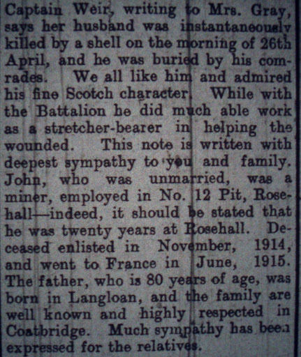 John Gray newspaper clipping