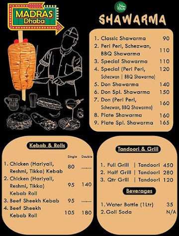 Madras Dhaba menu 