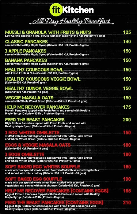 Fit Kitchen India menu 