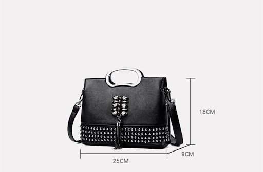 Title 1, Multi-rivet portable fashion handbag with trend...
