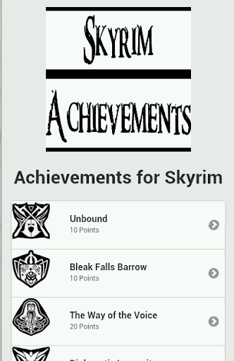 Achievements for Skyrim