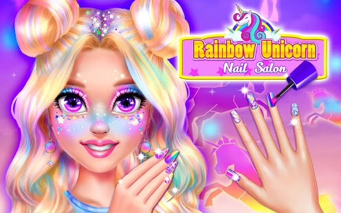 Rainbow Unicorn Nail Beauty Artist Salon