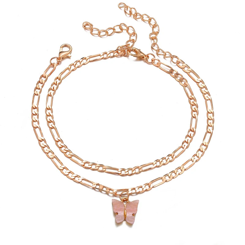 Élégante cheville double couche ornée de diamants, design os de serpent créatif et simple, pour un style unique.