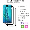 Kính Cường Lực Huawei Y9 Prime Y9 2019 Y7 Pro 2018 Y7 Pro 2019 P30 Lite Nova 4E Trong Suốt Full Màn Tặng Kèm Khăn Lau