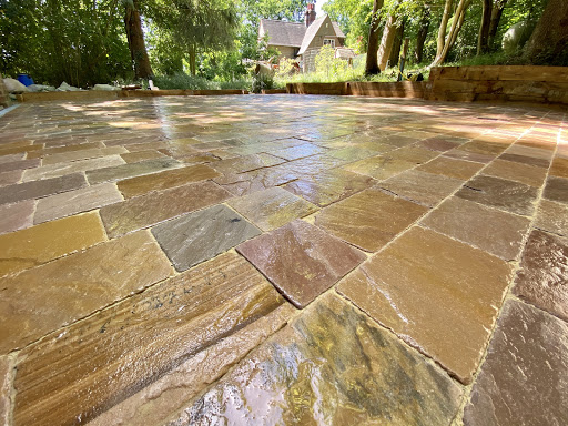 Indian sandstone block paving driveway