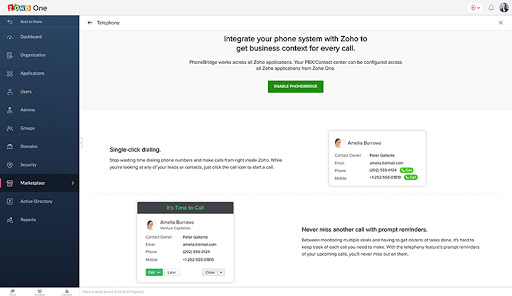 This is a screenshot of the application Zoho Telephony. (Graphic: Business Wire)