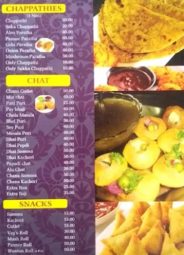 Hot Chappathies menu 