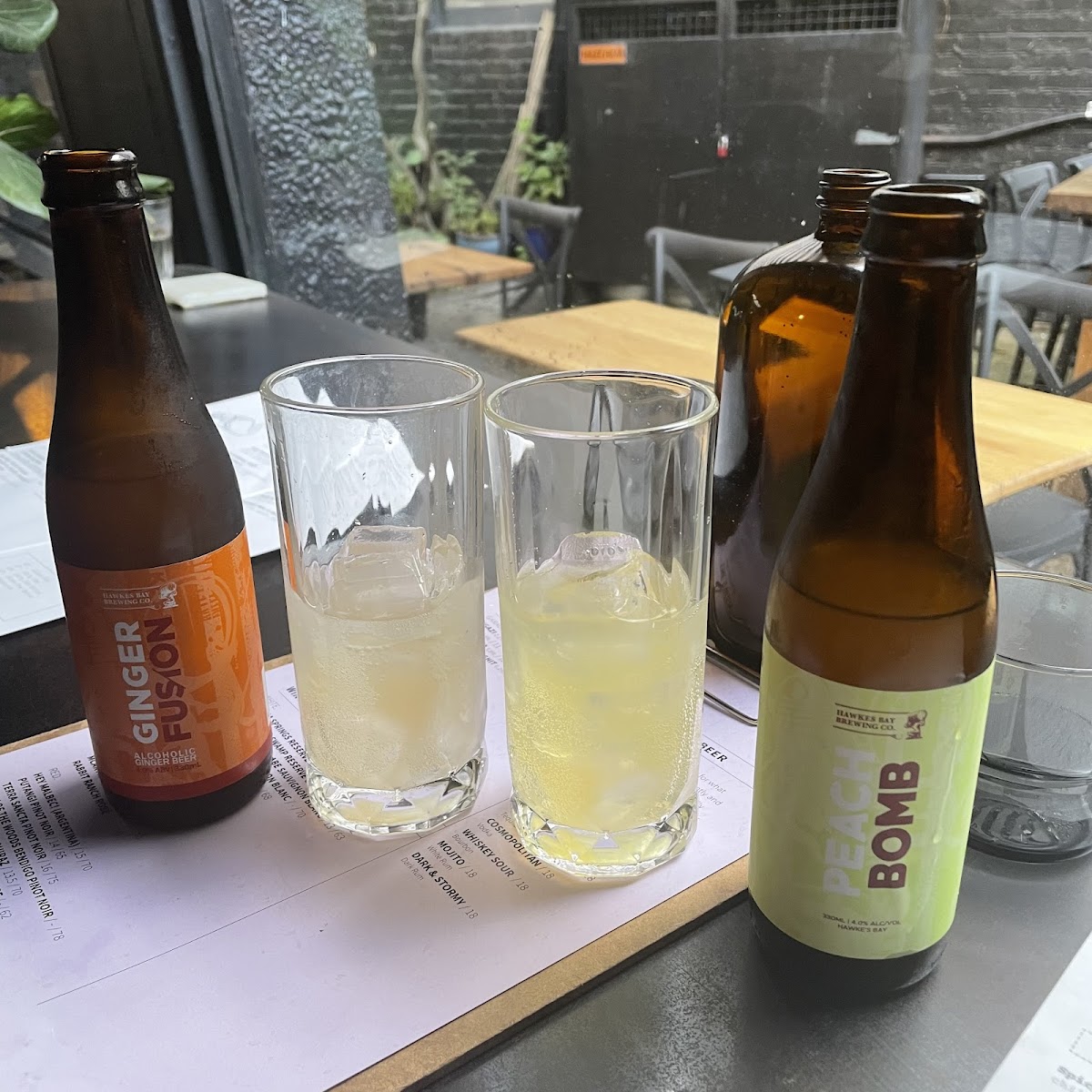 Gluten free ciders (Left bottle: Ginger, Right bottle: Peach)