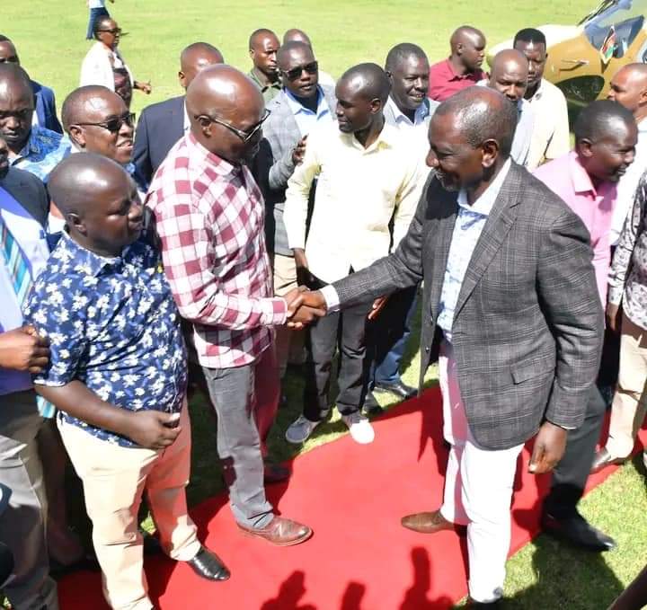 President William Ruto greets leaders when he arrived in Chepalungu, Kericho County on March 16, 2024.