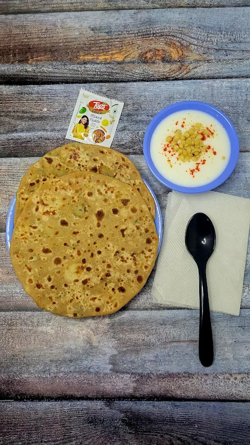 Aloo Prontha With Boondi Raita