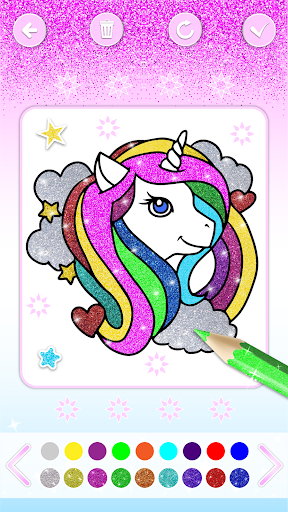 free unicorn coloring book glitter for kids apk com