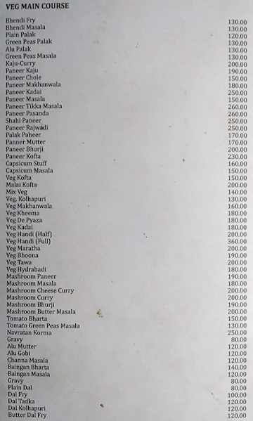 Tejas Dhaba menu 