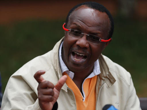 NASA coalition strategist David Ndii addresses the media on anomalies in the presidential election results in Nairobi's Runda area, August 11, 2017. /JACK OWUOR