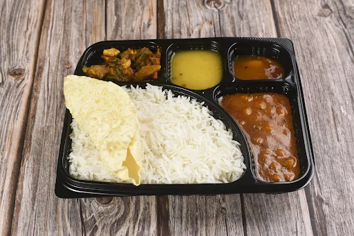 Plain Rice With Chana Masala Thali