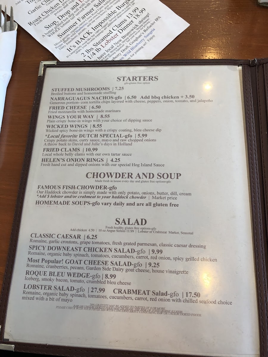 Helen's Restaurant gluten-free menu