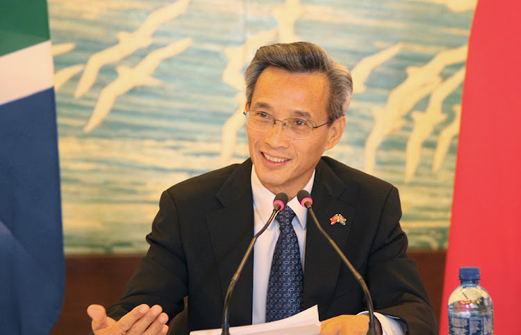 The Chinese ambassador to South Africa, Lin Songtian, briefs members of the media and think-tanks at the Chinese embassy in October.