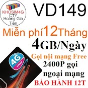 [ Xài Miễn Phí 1Năm] Sim 4G Vina Vd149 Km 4Gb/Ngày Sim Vd89 Và Fhappy 2Gb/Ngày 12 Tháng Không Cần Nạp Tiền