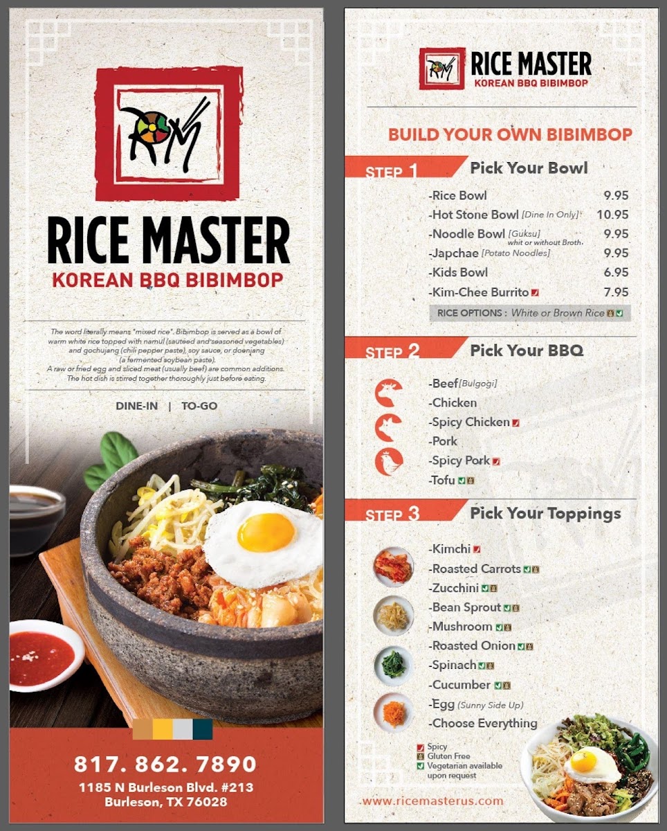 Rice Master - Korean BBQ Bibimbop gluten-free menu