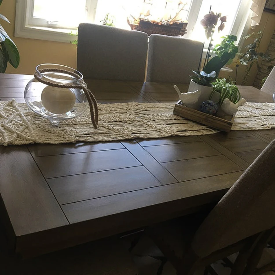 Toalha de Mesa Boêmia de Algodão com Corda Decoração para Casamento e Banquete Elegância Rústica para Festas e Celebrações Especiais
