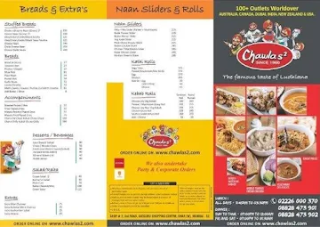 Chawlas 2 menu 