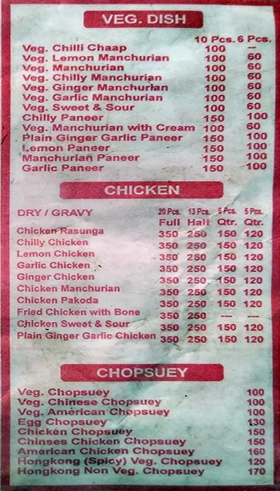 Sachdeva Chinese Fast Food menu 