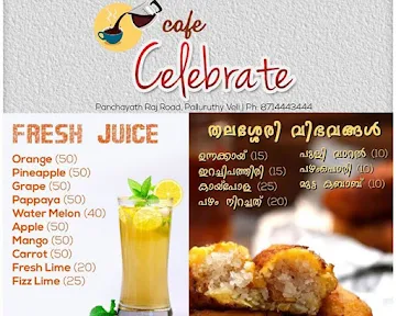 Cafe Celebrate menu 