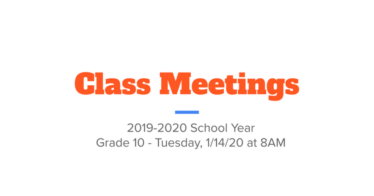 Class Meetings January 2020