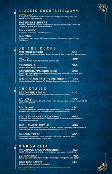 Fly High menu 